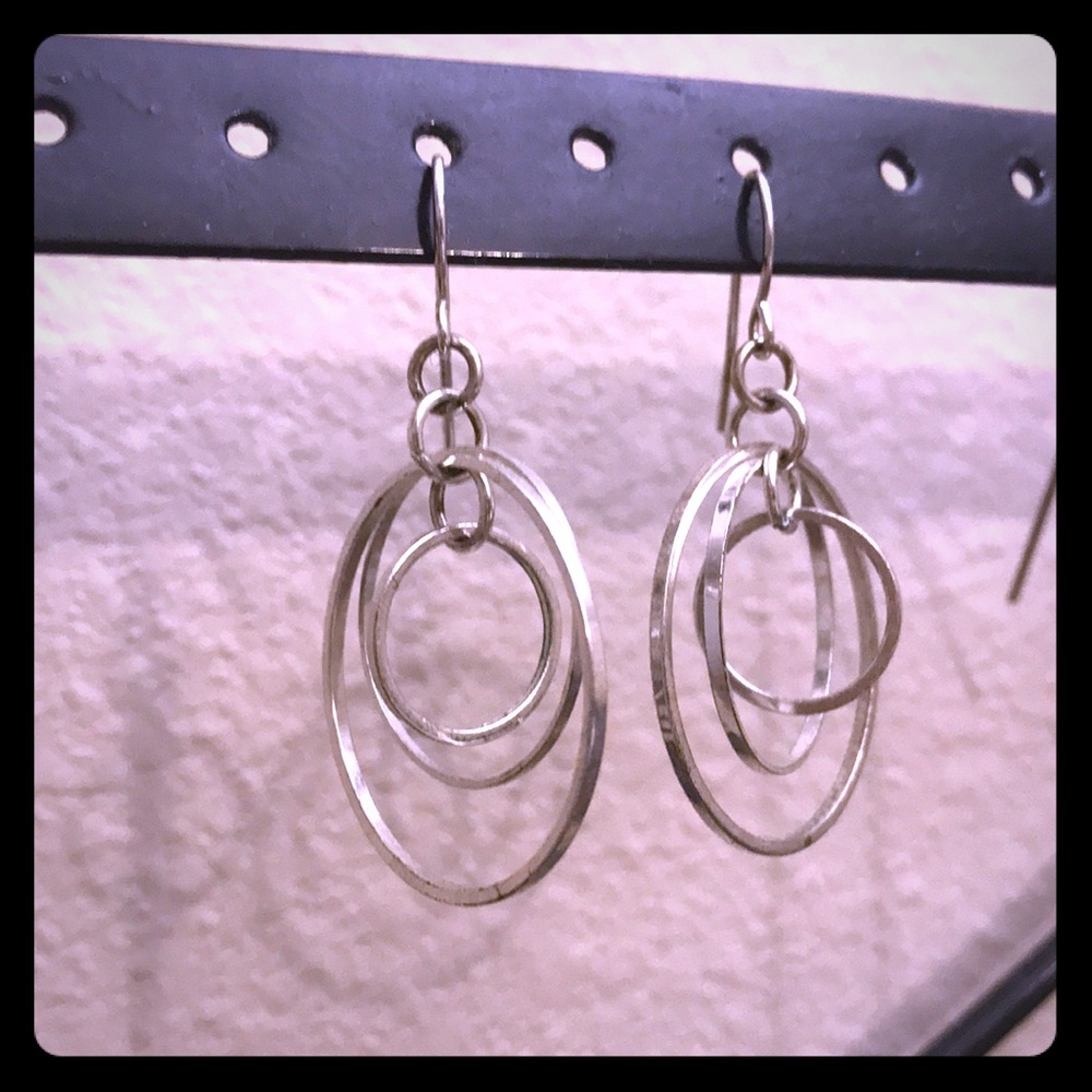 Silver Circle Dangle Earrings